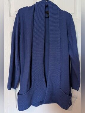 MARBLE Navy Blue Open-Front Knit Blazer Marble Brand From Scotland